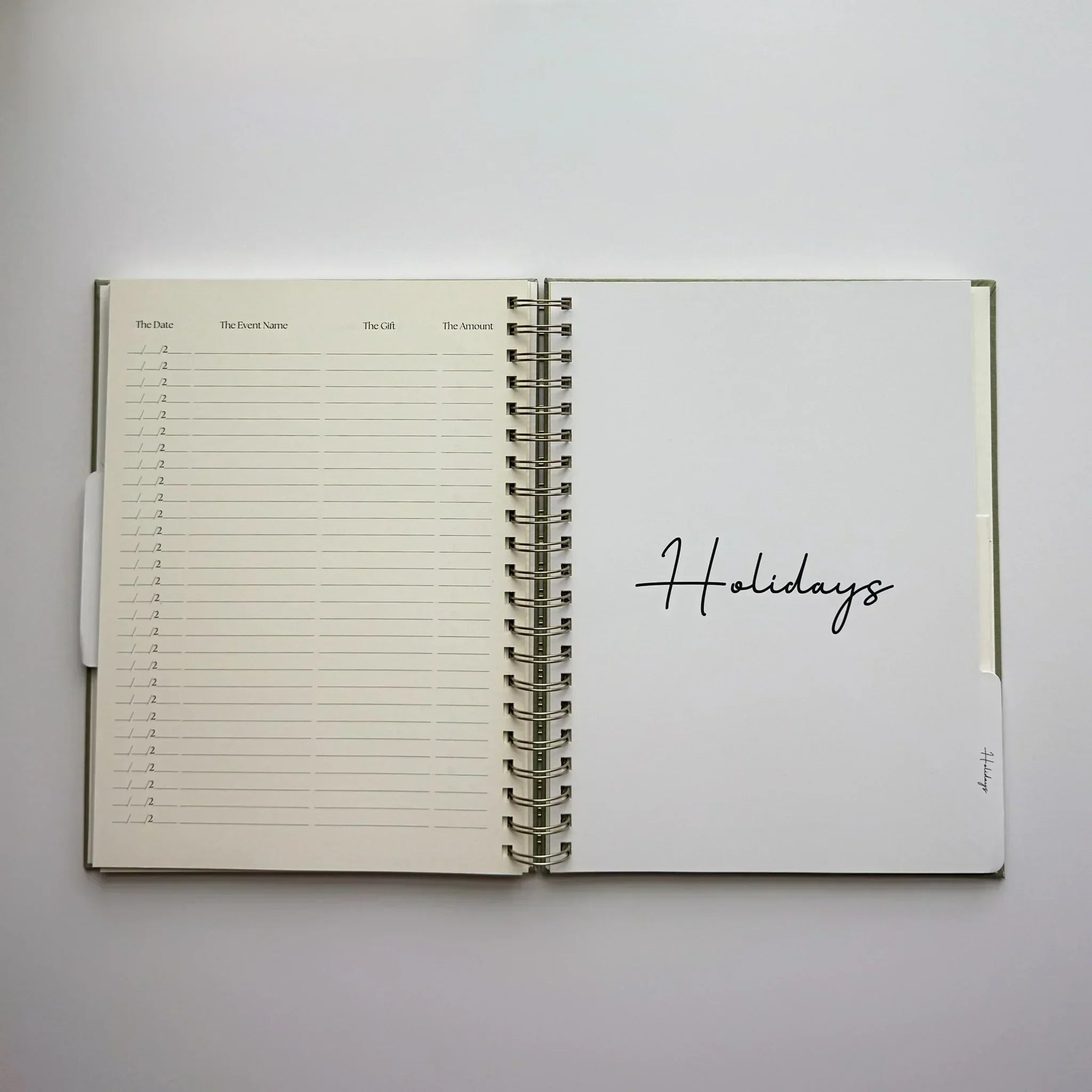 The Gift Tracker — Sage Green